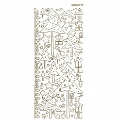 Контурные наклейки "Новогодние елки с точками", лист 10x24,5 см, цвет прозрачный/золото
