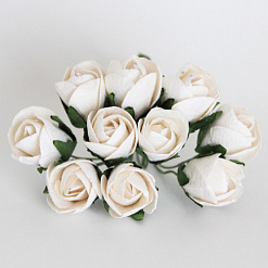 Букет больших роз с полураскрытым бутоном "Белый", 10 шт (Craft)