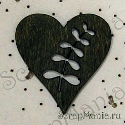 Деревянная фигурка "Сердце" темно-зеленая с выточенным рисунком (Rayher)
