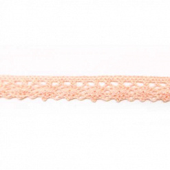 Лента кружевная хлопковая "Персиково-розовая", ширина 1 см, длина 0,9 м (Рукоделие)