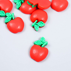 Акриловое украшение "Красное яблоко с листиками", 3х1,7 см, 1 шт (АртУзор)