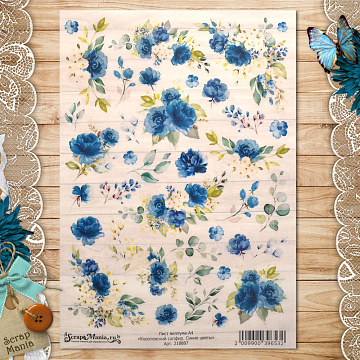 Лист веллума А4 "Королевский сапфир. Синие цветы" (ScrapMania)