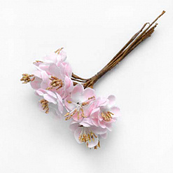 Набор тканевых цветочков "Вишня. Бело-розовая", маленький (Hobby and You)