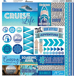 Набор бумаги 30х30 см с наклейками "Cruise life", 8 листов (Reminisce)