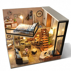 Набор для создания миниатюры "Квартира в мансарде", со светом