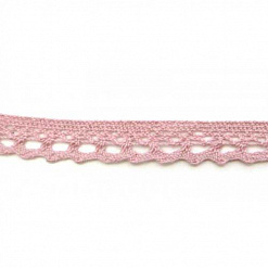 Лента кружевная хлопковая "Пепельно-розовая", ширина 1,2 см, длина 0,9 м (Рукоделие)