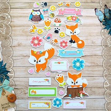 Набор высечек из бумаги "Лисичка на горошинке", 71 шт (ScrapMania)