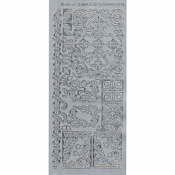 Контурные наклейки "Уголки", лист 10x24,5 см, цвет серебро (JEJE)