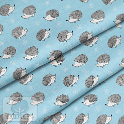Отрез ткани 79х50 см "Ежик на голубом" (Cotton)