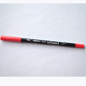 Маркер акварельный двусторонний "Le plume 2", толщина 0,3 мм, цвет карминовый (Marvy Uchida)