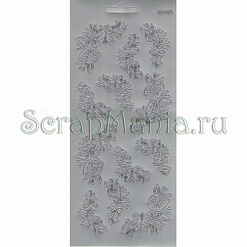 Контурные наклейки "Орнамент с бабочками", лист 10x24,5 см, цвет серебро