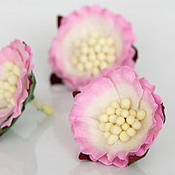 Цветок китайского пиона "Крупные тычинки. Розовый с белым", 1 шт (Craft)