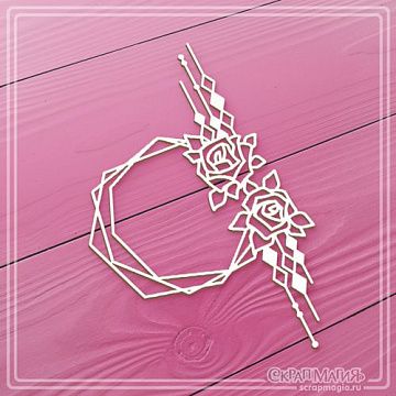 Чипборд "Круглая рамка. Ромбы и розы" (СкрапМагия)