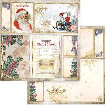 УЦЕНКА Бумага 30х30 см "Romantic Christmas. Santa Claus" (Stamperia)