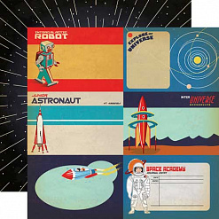 Набор бумаги 30х30 см с наклейками "Space academy", 12 листов (Echo Park)
