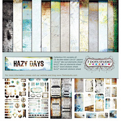 Набор бумаги 30х30 см "Hazy Days" с наклейками, 12 листов (7 Dots)
