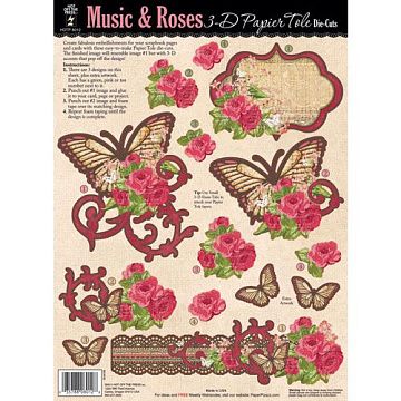 Аппликация бумажная вырубная "Музыка и розы" (HOTP)