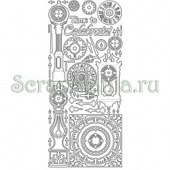 Контурные наклейки "Разные часы", лист 10x24,5 см, цвет золото