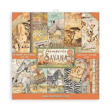 Набор бумаги 15х15 см "Savana", 10 листов (Stamperia)