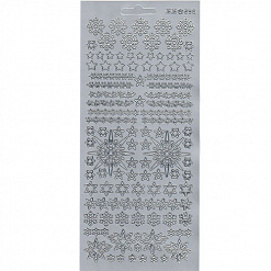 Контурные наклейки "Звезды и снежинки", серебро (3621)