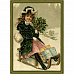 Тканевая карточка "В лучших традициях Рождества. Девочка на санках" (ScrapMania)