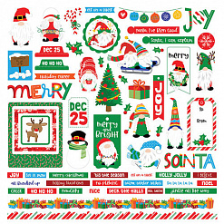 Набор бумаги 30х30 см с наклейками "Gnome For Christmas", 12 листов (Photo Play)