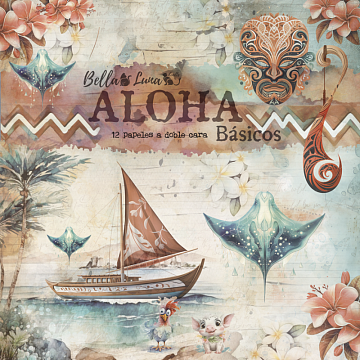 Набор бумаги 30х30 см "Aloha basicos", 12 листов (BellaLuna)