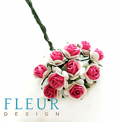 Букет мини-розочек "Ярко-розовые с белым", 10 шт (Fleur-design)