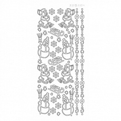 Контурные наклейки "Снеговики", лист 10x24,5 см, цвет белый (JEJE)