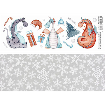 Лист с картинками 10х30 см "Символ года. Драконы 2" (ScrapMania)