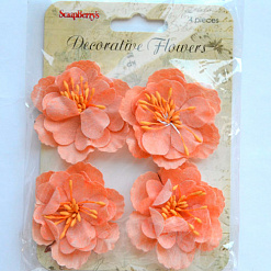 Набор тканевых цветочков "Нежно-персиковые" (ScrapBerry's)