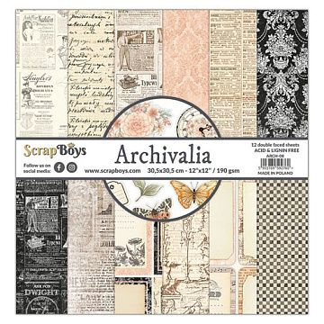 Набор бумаги 30х30 см "Archivalia", 12 листов (ScrapBoys)
