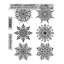 Набор резиновых штампов "Mini swirly snowflakes" (Tim Holtz)