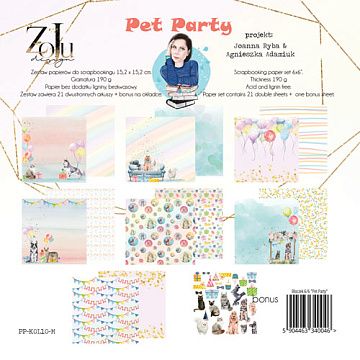 Набор бумаги 15х15 см "Pet Party", 21 лист (Zoju)