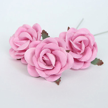 Цветок розы коттеджной "Средний. Розовый", 4 см, 1 шт (Craft)