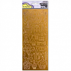 Контурные наклейки "Подарочки", лист 10x24,5 см, цвет золото (Mr.Painter)