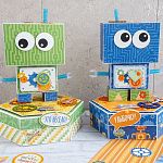 Скрапбукинг вдохновение: Коробочки "Веселые роботы"из коллекции "Роботы"