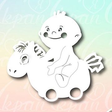 Украшение из чипборда "Мальчик на лошадке" (Скрапля)