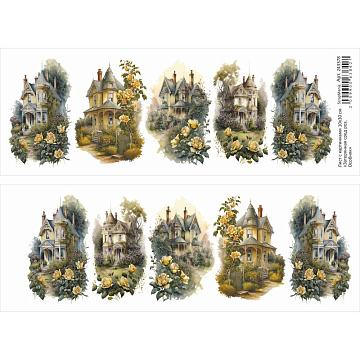 Лист с картинками 10х30 см "Затерянная среди роз. Особняк" (ScrapMania)