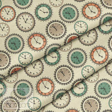 Отрез ткани 79х50 см "Часики" (Cotton)