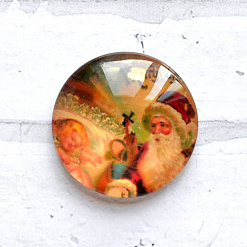 Акриловое украшение "Кабошон. Санта-Клаус и малыш"