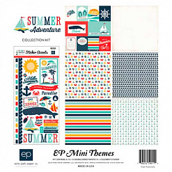 Набор бумаги 30х30 см с наклейками "Summer adventure. Летнее приключение", 6 листов (Echo Park)