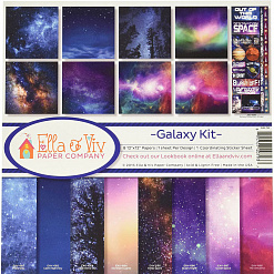 Набор бумаги 30х30 см с наклейками "Galaxy", 8 листов (EllaViv)