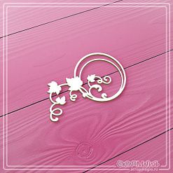Чипборд "Круглая рамка малая с веточкой плюща 2", 3,3х5,5 см (СкрапМагия)