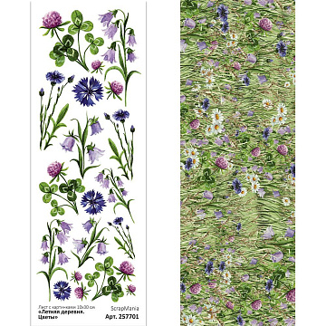 Лист с картинками 10х30 см "Летняя деревня. Цветы" (ScrapMania)