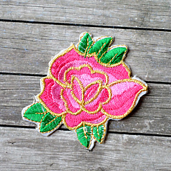 Термонаклейка с вышивкой "Цветок розовой розы"