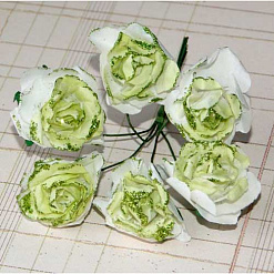 Букетик цветов с глиттером "Роза", цвет бело-зеленый, 6 шт (Impresse)