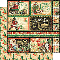 Набор бумаги 30х30 см с наклейками "Christmas time", 16 листов (Graphic 45)