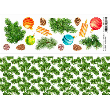 Лист с картинками 10х30 см "Елочные украшения" (ScrapMania)