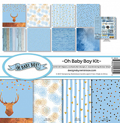 Набор бумаги 30х30 см с наклейками "Oh baby boy", 8 листов (Reminisce)